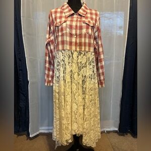 Origami’s Red Plaid and Lace Maxi Dress Pre-Loved